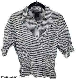 Marc By Marc Jacobs Cropped Blouse Top Women's XS  Black & White